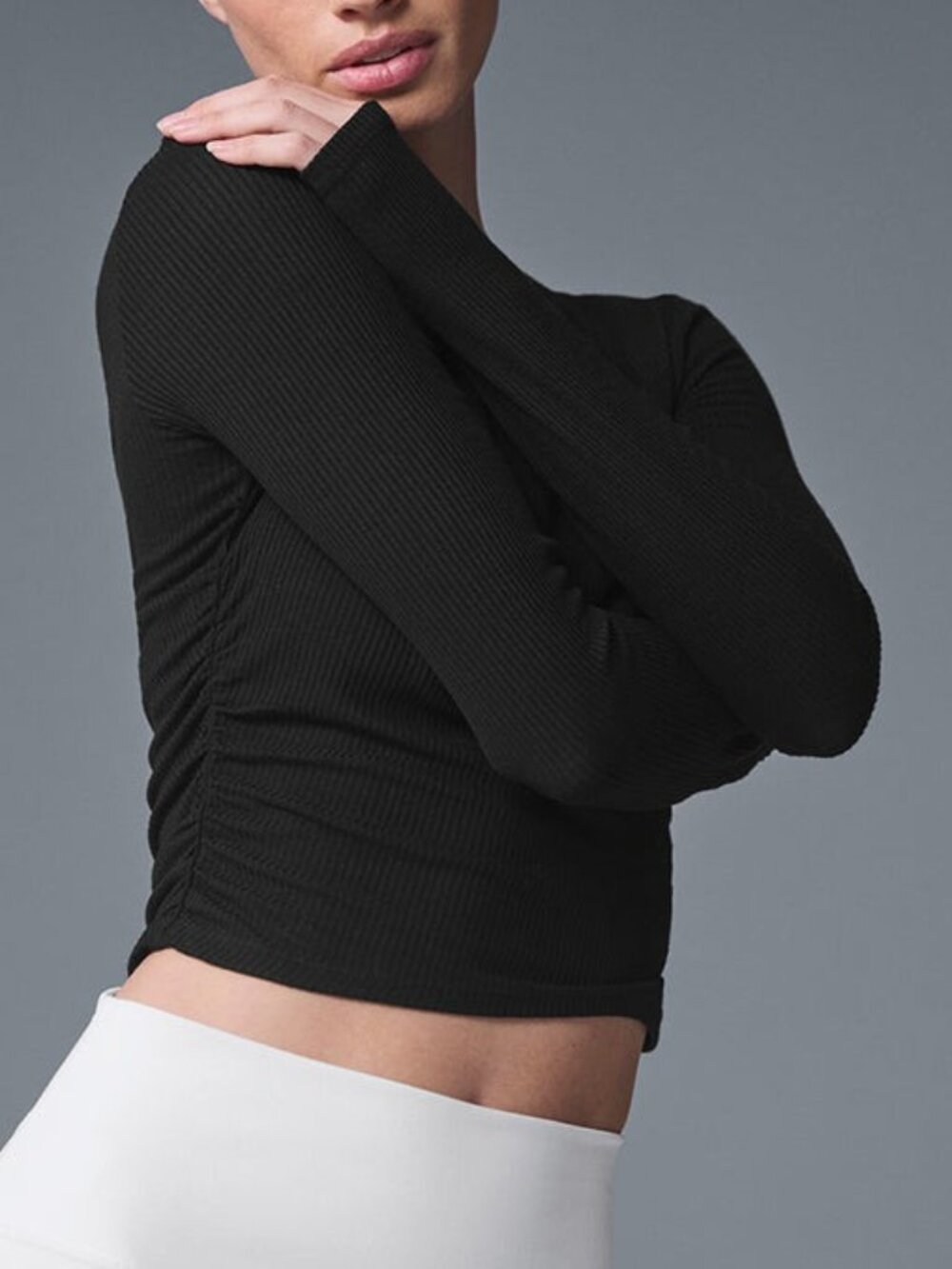 Alo Yoga Gather Long Sleeve - Black - Size XS